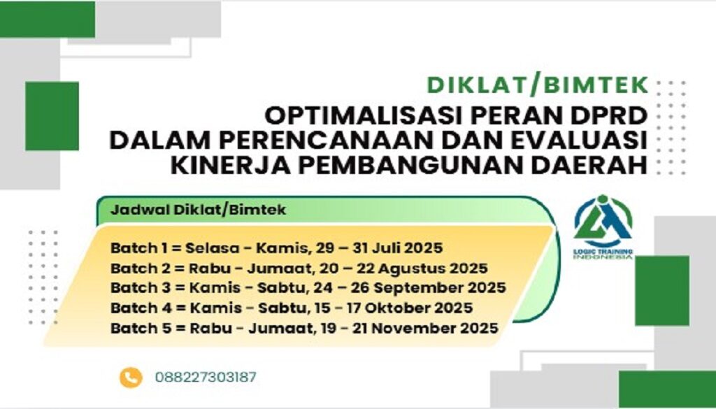 DIklat/Bimtek Diklat Optimalisasi Peran DPRD Dalam Perencanaan Dan Evaluasi Kinerja Pembangunan Daerah