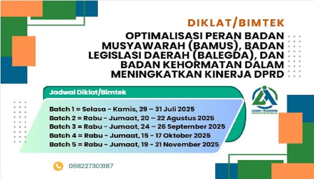 DIklat/Bimtek Optimalisasi Peran BAMUS, BALEGDA Dan Badan Kehormatan Dalam Meningkatkan Kinerja DPRD